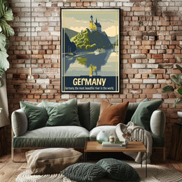 Scenic German Castle on Hill Travel Poster PosterGoat