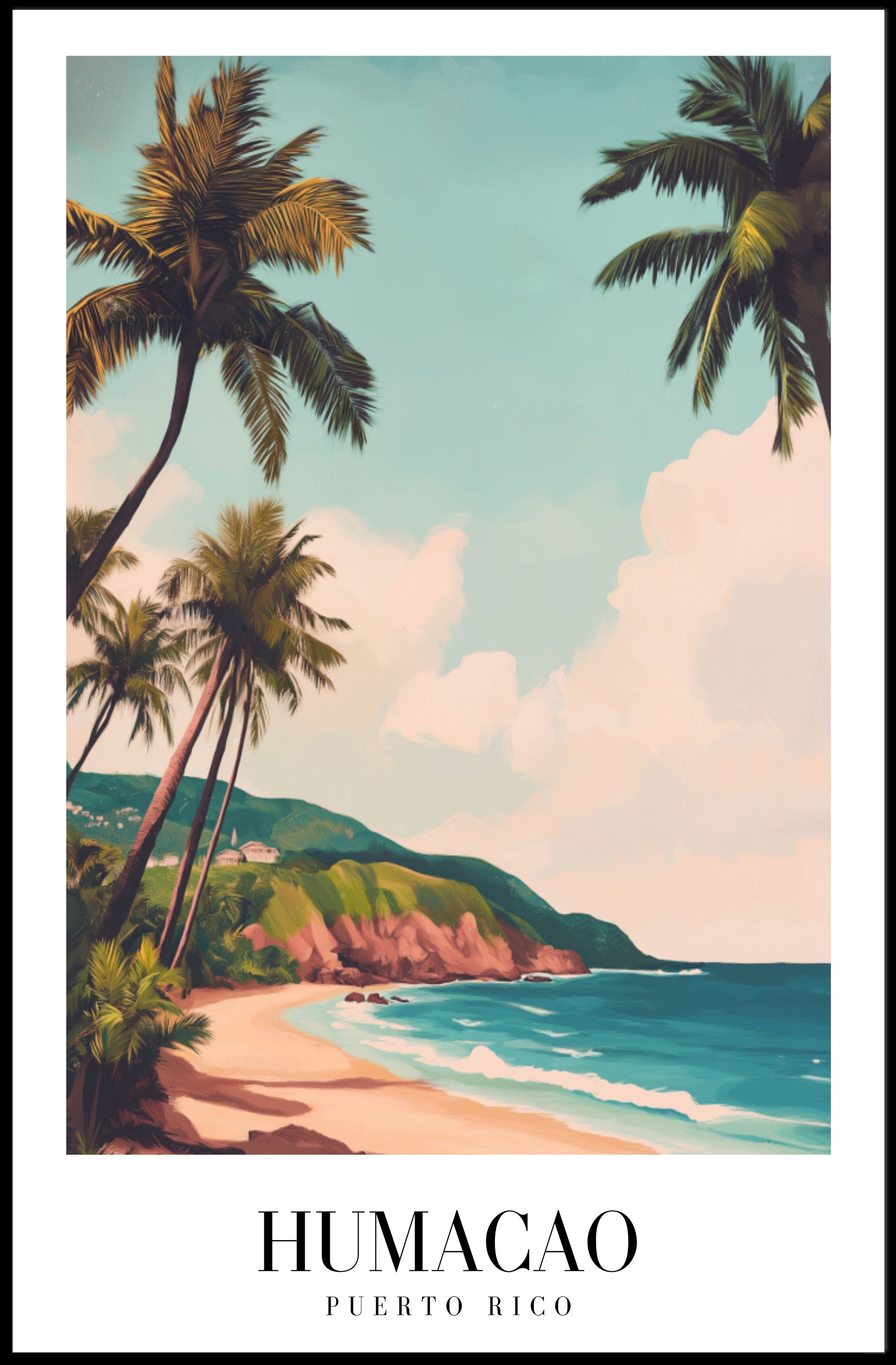 Scenic Humacao Beach Vintage Travel Poster PosterGoat