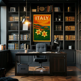 Scenic Italian Riviera Landscape with Nostalgic Travel Poster PosterGoat
