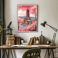 Scenic Japan Mount Fuji Cherry Blossoms Travel Poster PosterGoat