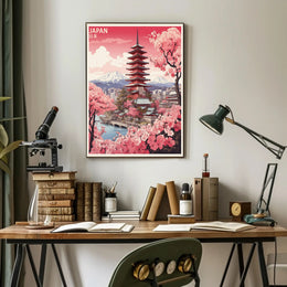 Scenic Japan Mount Fuji Cherry Blossoms Travel Poster PosterGoat