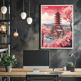 Scenic Japan Mount Fuji Cherry Blossoms Travel Poster PosterGoat