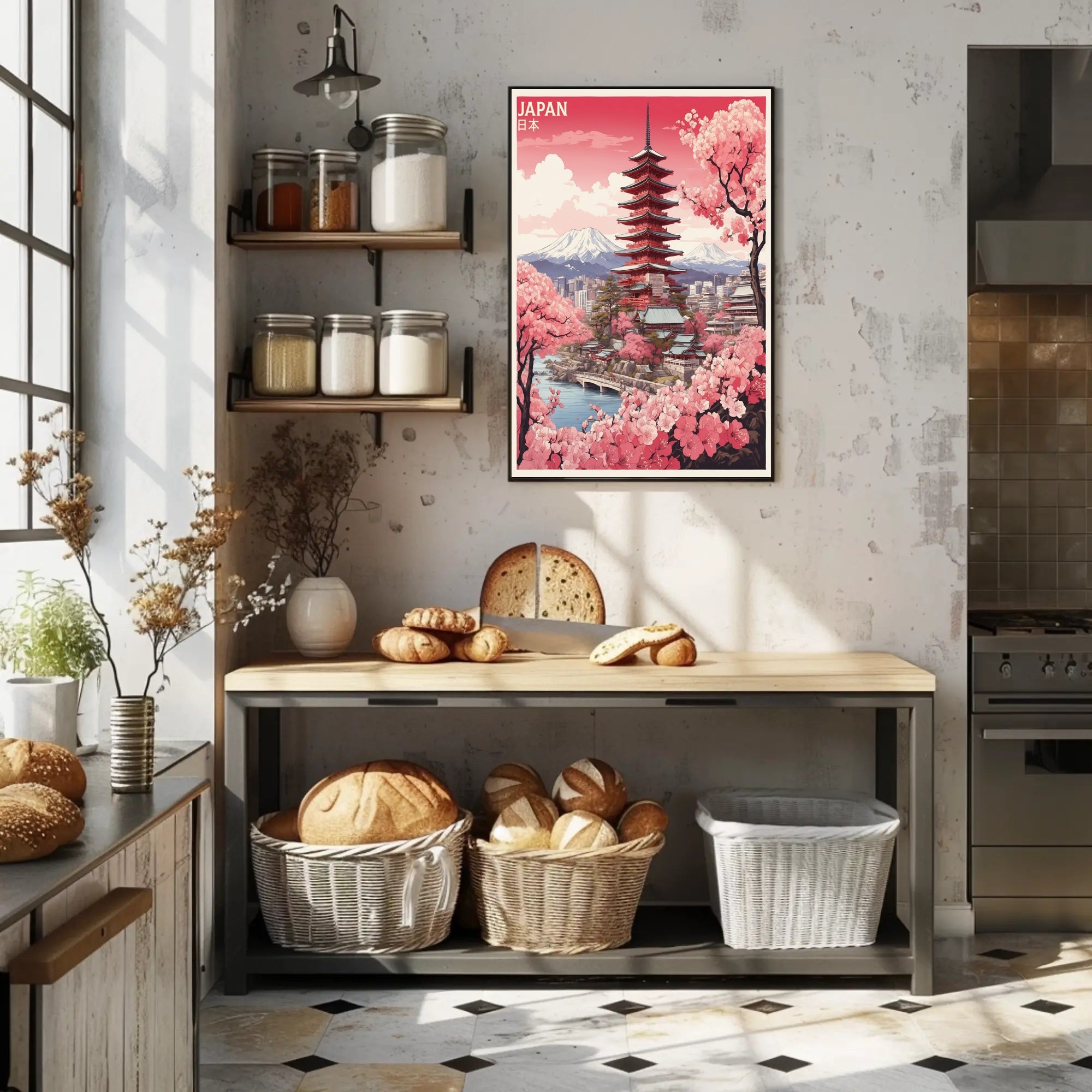 Scenic Japan Mount Fuji Cherry Blossoms Travel Poster PosterGoat