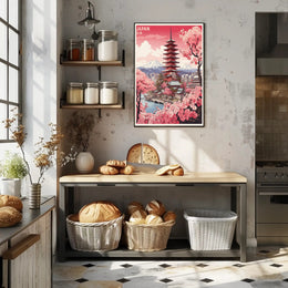 Scenic Japan Mount Fuji Cherry Blossoms Travel Poster PosterGoat