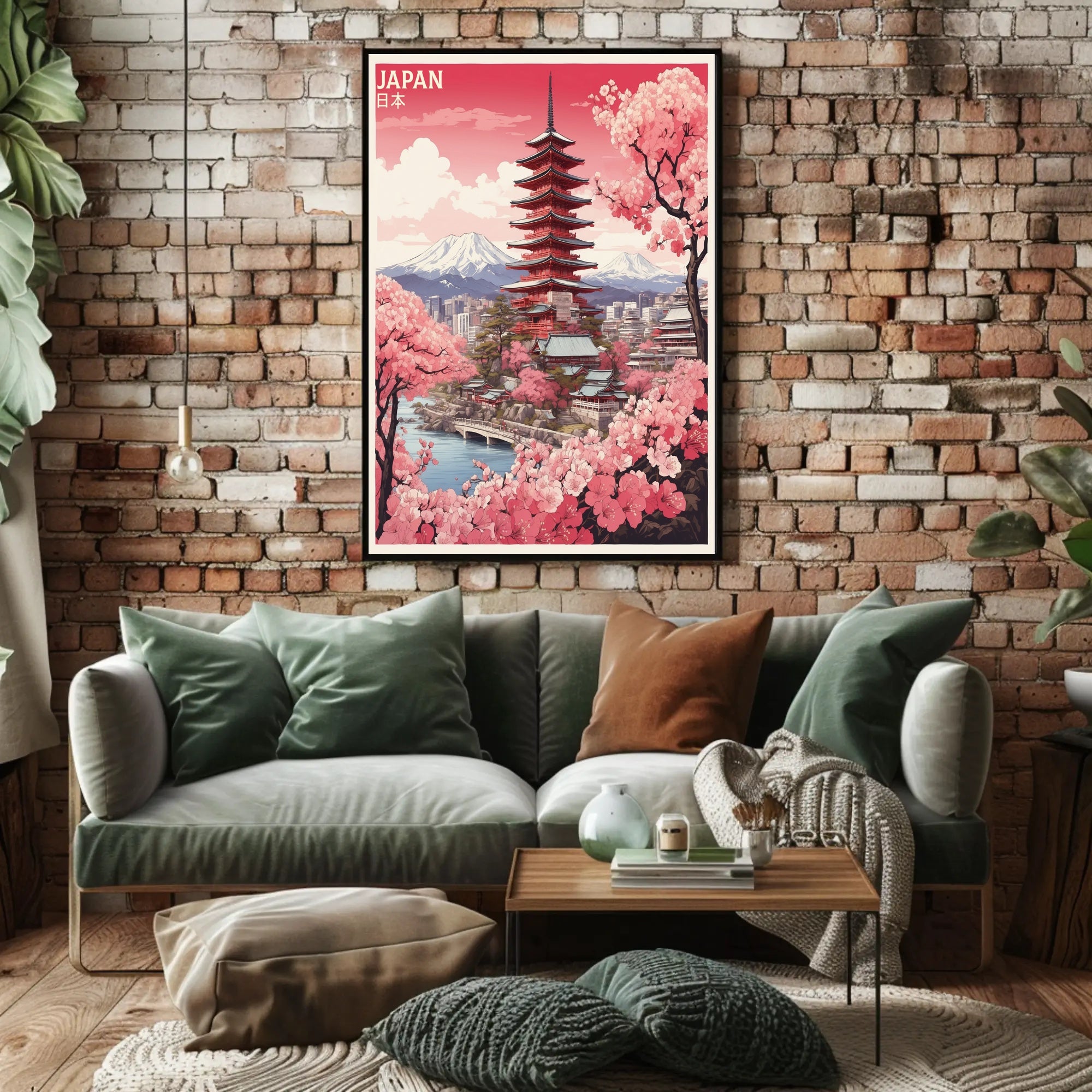 Scenic Japan Mount Fuji Cherry Blossoms Travel Poster PosterGoat