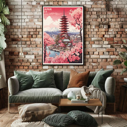 Scenic Japan Mount Fuji Cherry Blossoms Travel Poster PosterGoat