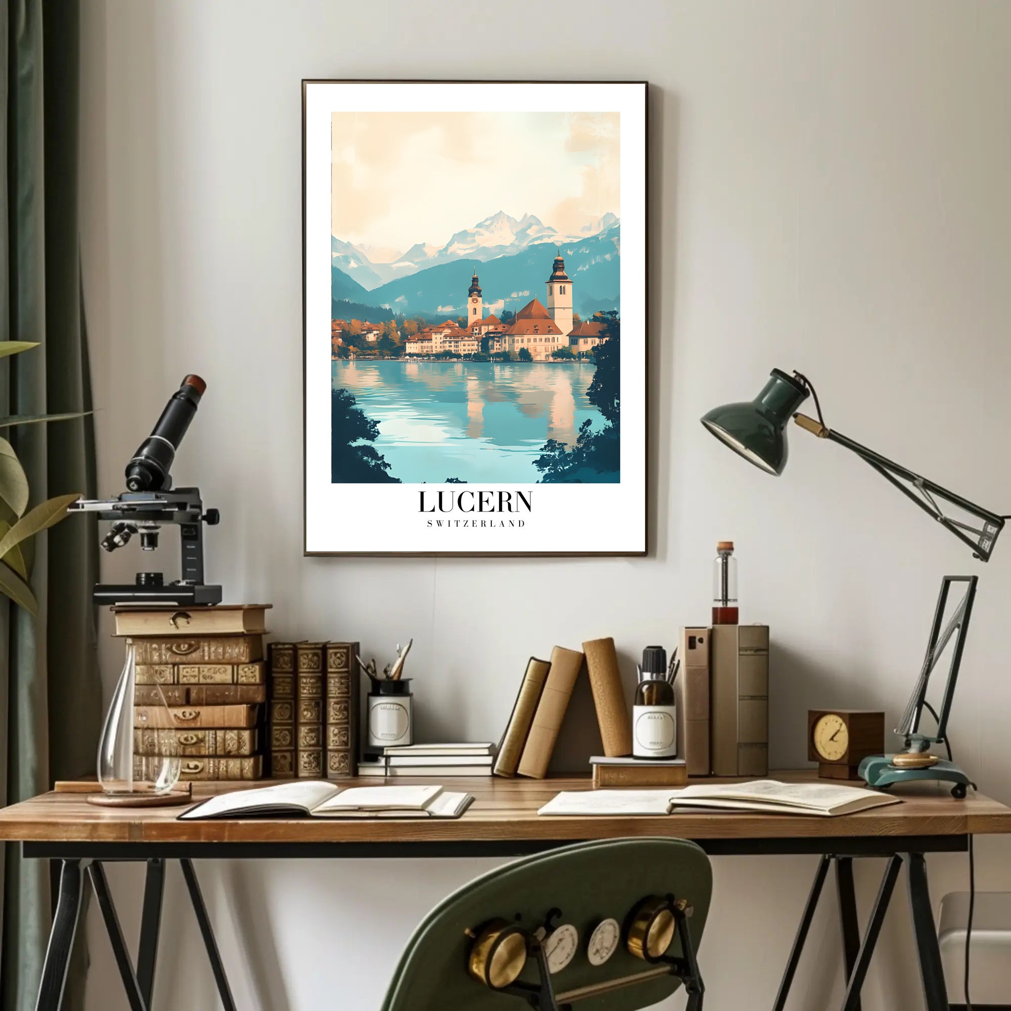 Scenic Lucerne, Switzerland Photorealistic Travel Poster PosterGoat