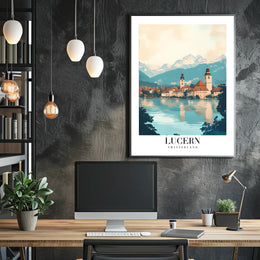 Scenic Lucerne, Switzerland Photorealistic Travel Poster PosterGoat