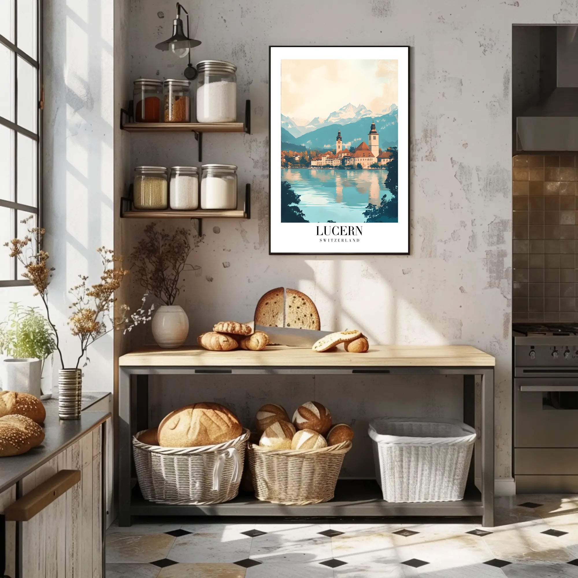 Scenic Lucerne, Switzerland Photorealistic Travel Poster PosterGoat