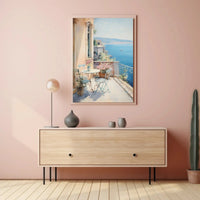 Scenic Mediterranean Balcony Art Print: Abstract, Artistic, or Pop Culture Poster PosterGoat