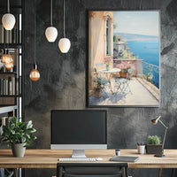 Scenic Mediterranean Balcony Art Print: Abstract, Artistic, or Pop Culture Poster PosterGoat