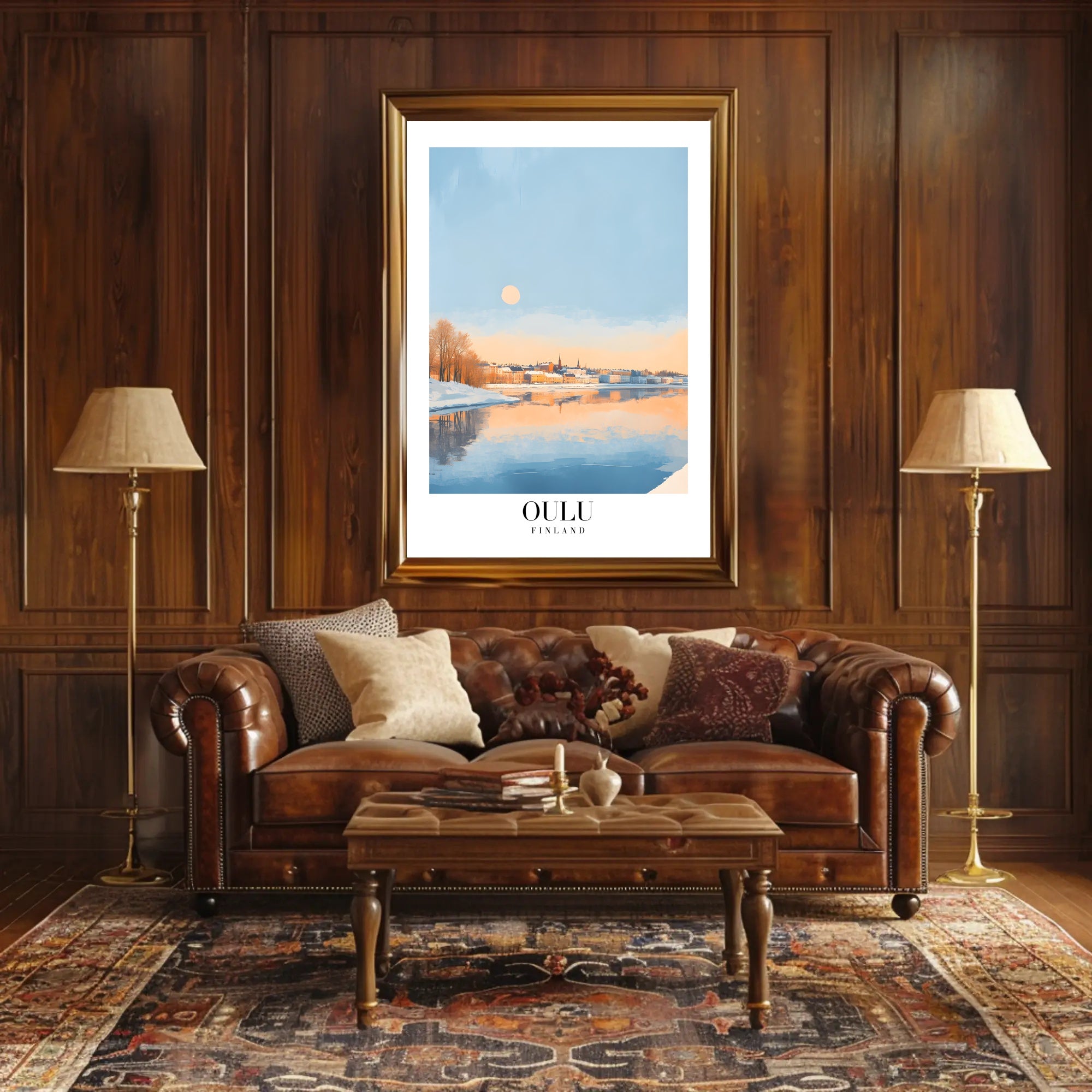 Scenic Oulu Finland Winter Landscape Artistic Poster PosterGoat