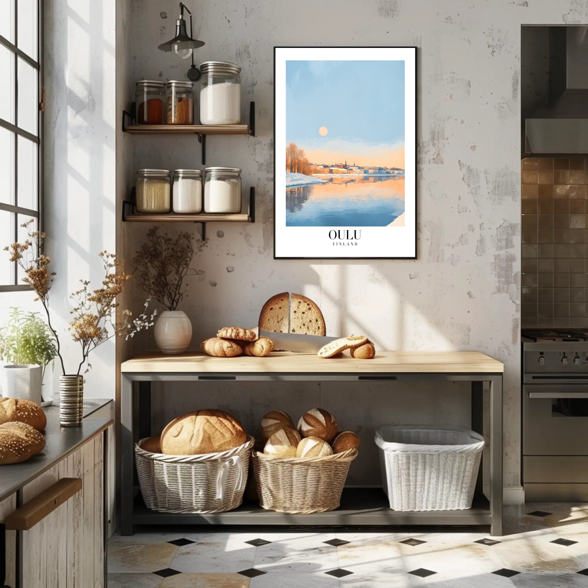 Scenic Oulu Finland Winter Landscape Artistic Poster PosterGoat