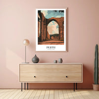 Scenic Perth Abbey Ruins in Golden Light Travel Poster PosterGoat
