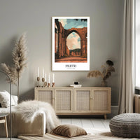 Scenic Perth Abbey Ruins in Golden Light Travel Poster PosterGoat