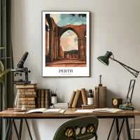 Scenic Perth Abbey Ruins in Golden Light Travel Poster PosterGoat