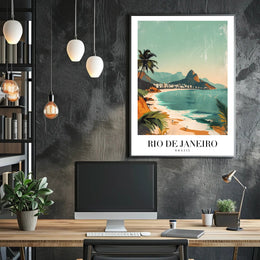 Scenic Rio de Janeiro Travel Vintage Style Poster PosterGoat