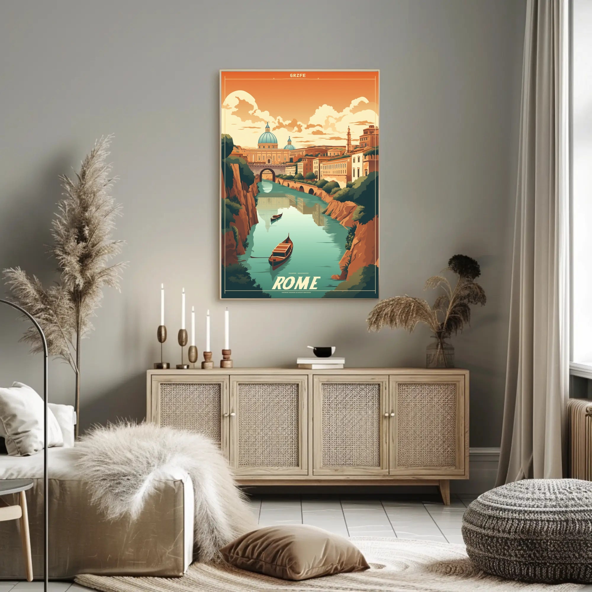 Scenic River View in Rome Travel Poster PosterGoat