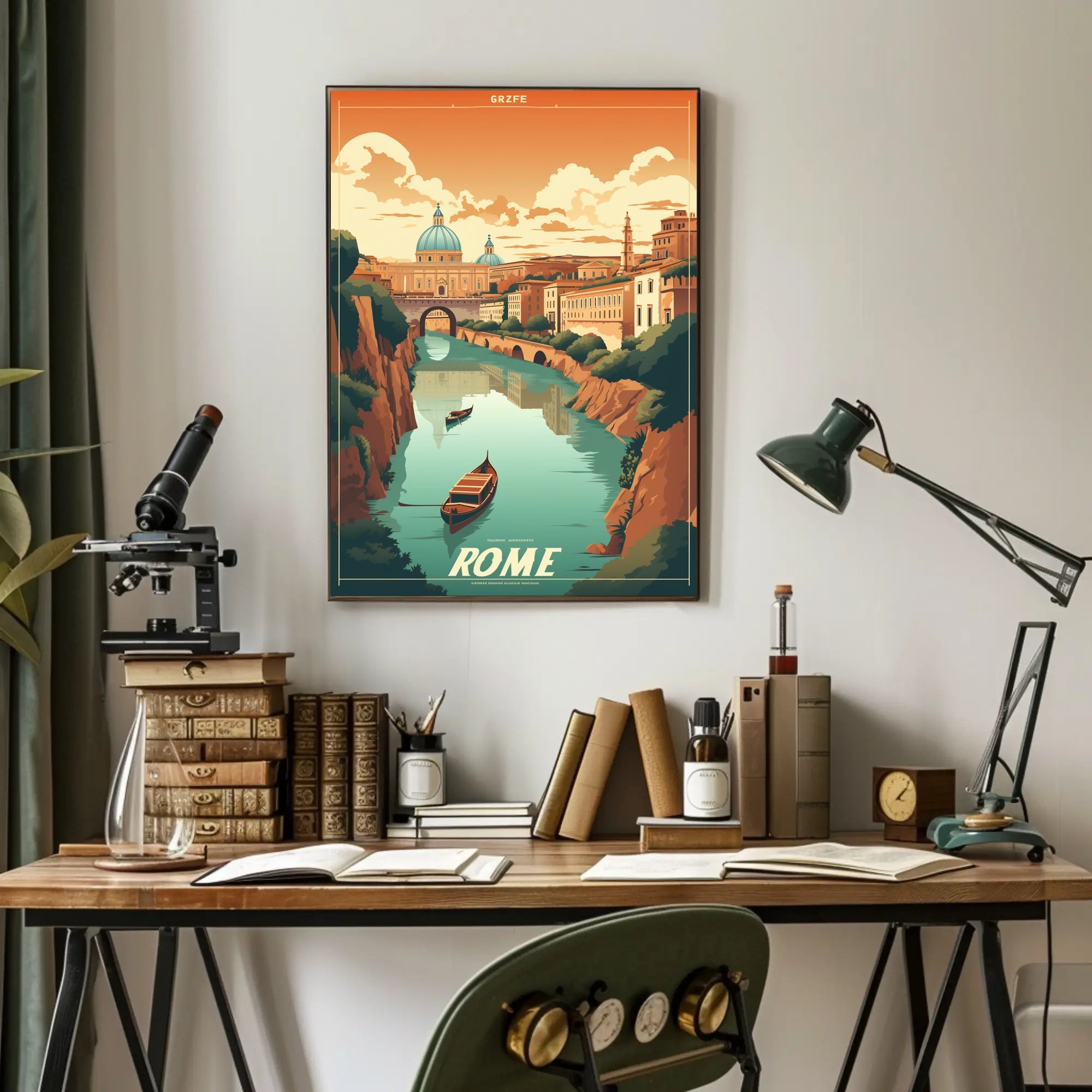 Scenic River View in Rome Travel Poster PosterGoat