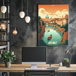 Scenic River View in Rome Travel Poster PosterGoat