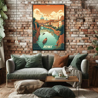 Scenic River View in Rome Travel Poster PosterGoat