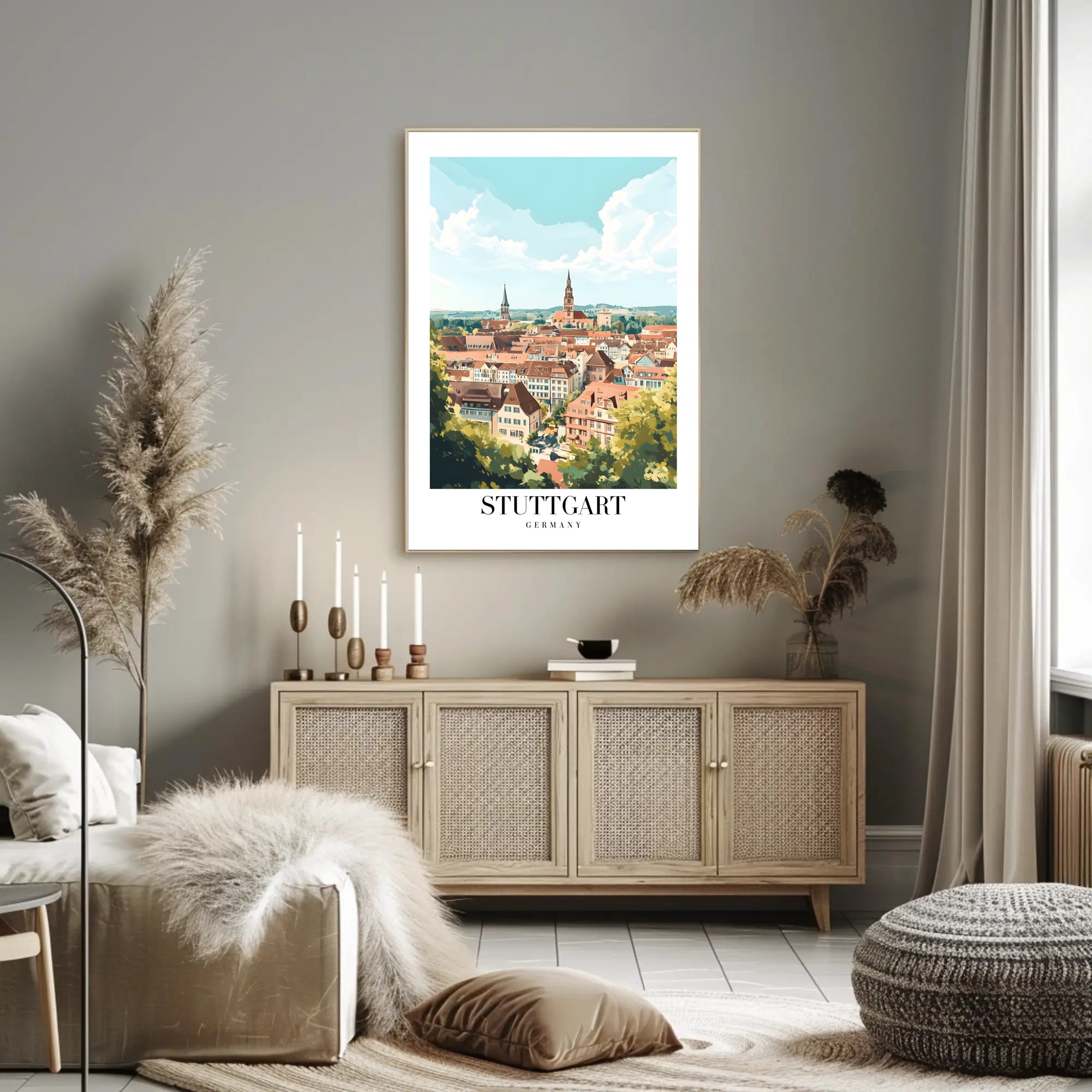 Scenic Stuttgart Urban Landscape Travel Poster PosterGoat