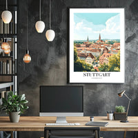 Scenic Stuttgart Urban Landscape Travel Poster PosterGoat