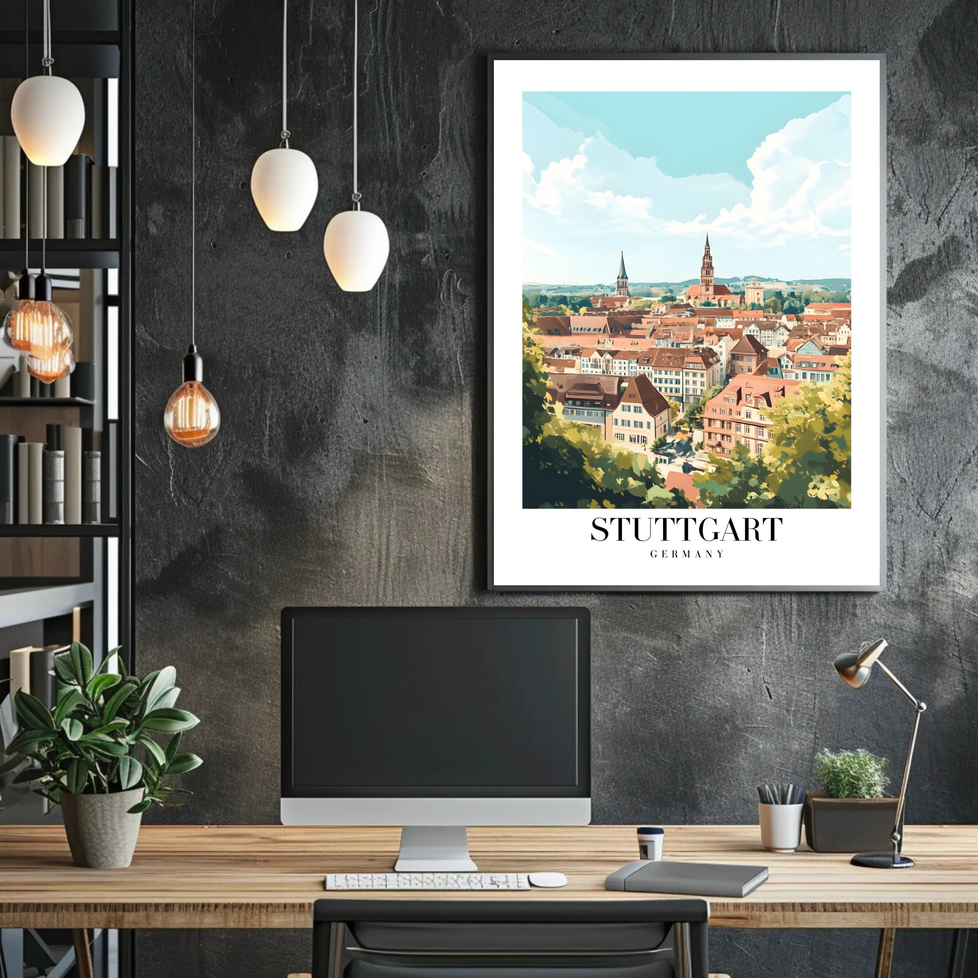 Scenic Stuttgart Urban Landscape Travel Poster PosterGoat