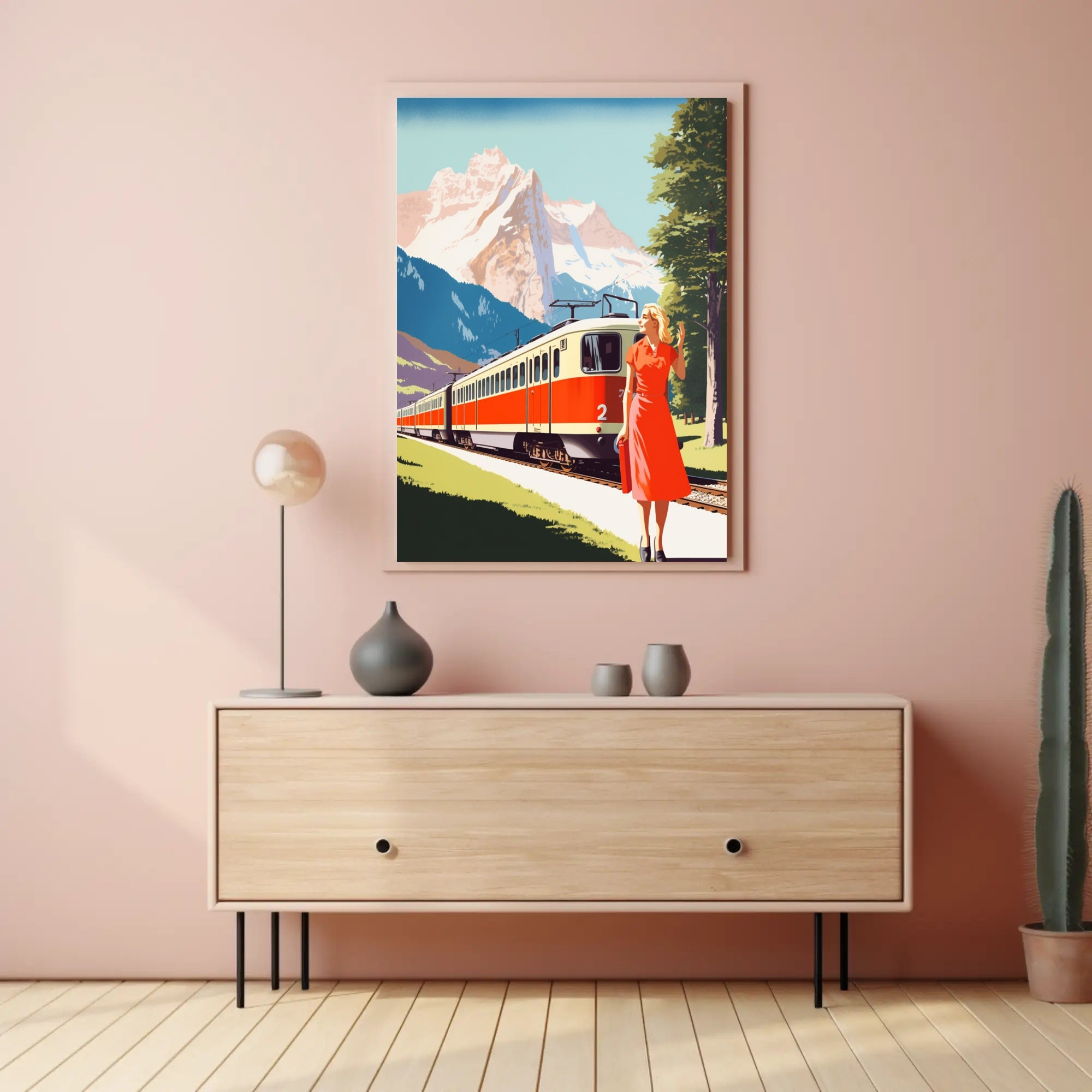 Scenic Train Adventure in Swiss Alps Travel Poster PosterGoat