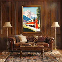Scenic Train Adventure in Swiss Alps Travel Poster PosterGoat