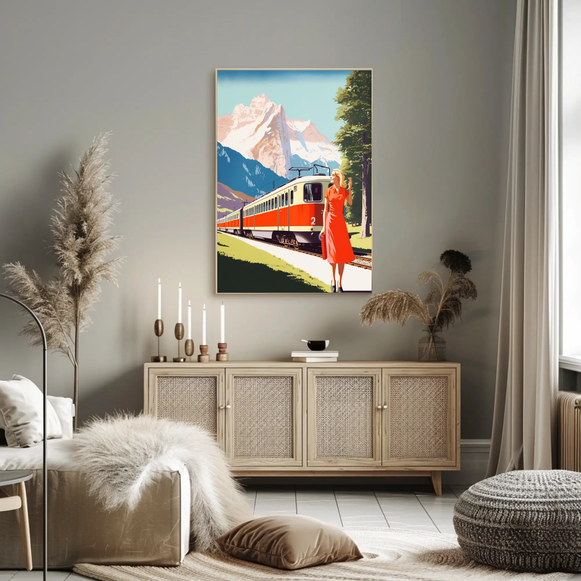 Scenic Train Adventure in Swiss Alps Travel Poster PosterGoat