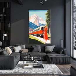 Scenic Train Adventure in Swiss Alps Travel Poster PosterGoat