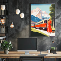 Scenic Train Adventure in Swiss Alps Travel Poster PosterGoat