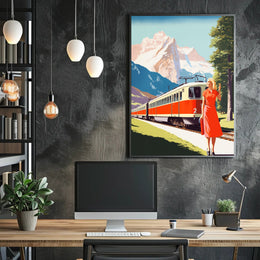 Scenic Train Adventure in Swiss Alps Travel Poster PosterGoat