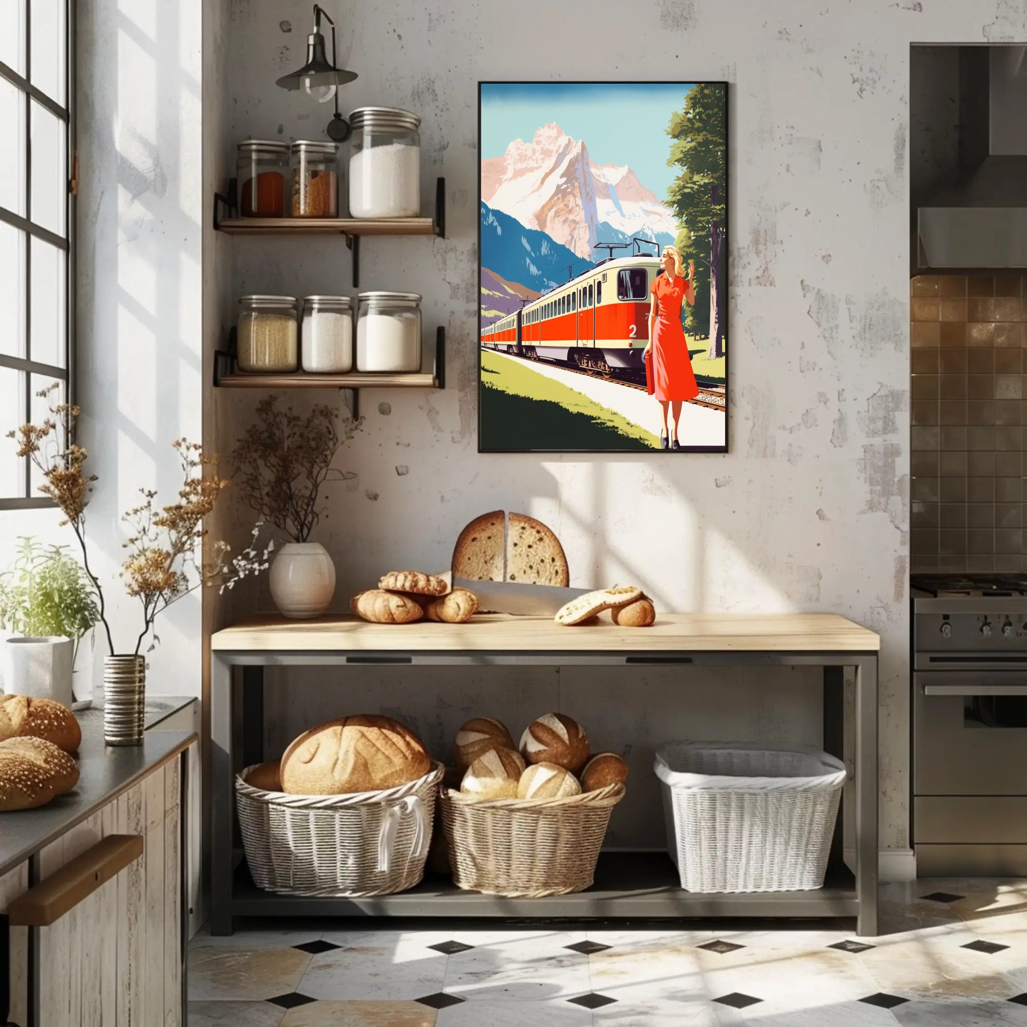 Scenic Train Adventure in Swiss Alps Travel Poster PosterGoat