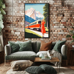 Scenic Train Adventure in Swiss Alps Travel Poster PosterGoat