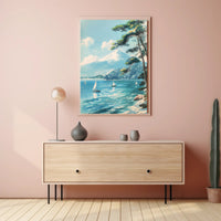 Scenic Tranquil Lake and Mountain Travel Poster PosterGoat