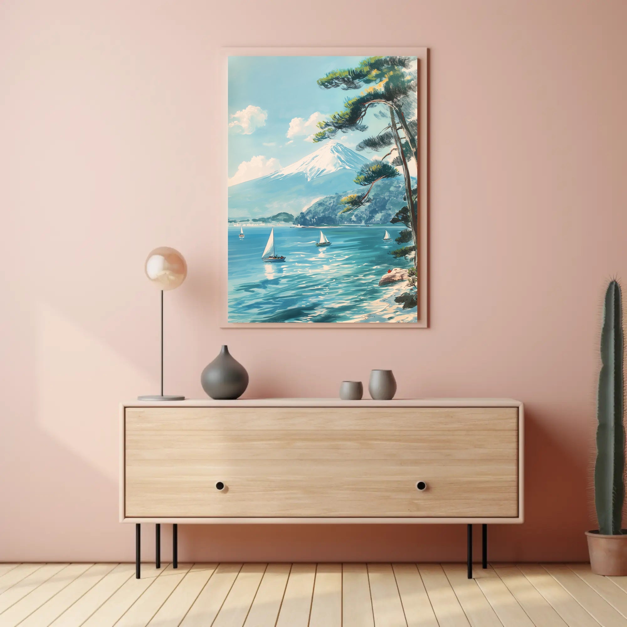 Scenic Tranquil Lake and Mountain Travel Poster PosterGoat