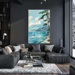 Scenic Tranquil Lake and Mountain Travel Poster PosterGoat