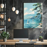 Scenic Tranquil Lake and Mountain Travel Poster PosterGoat