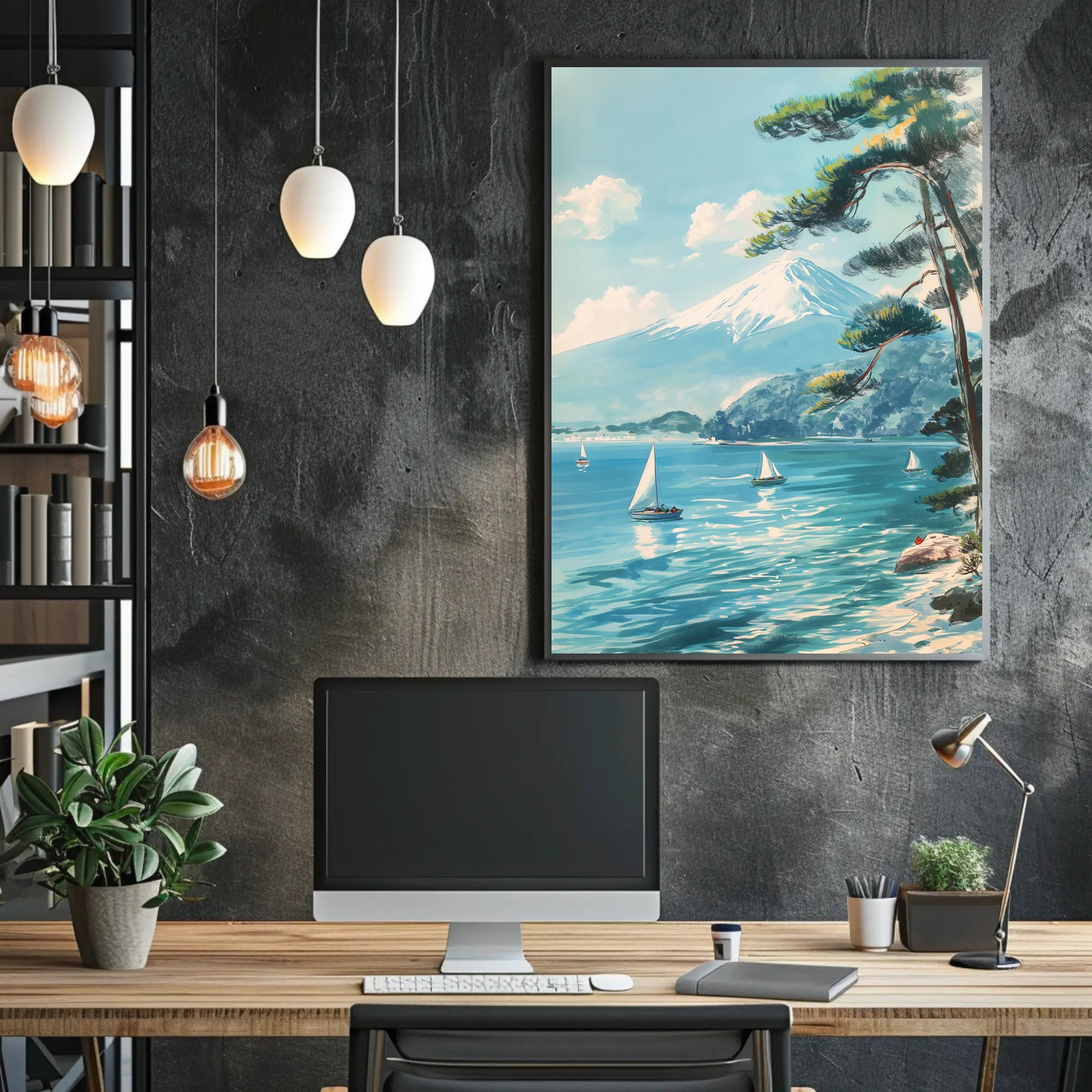 Scenic Tranquil Lake and Mountain Travel Poster PosterGoat