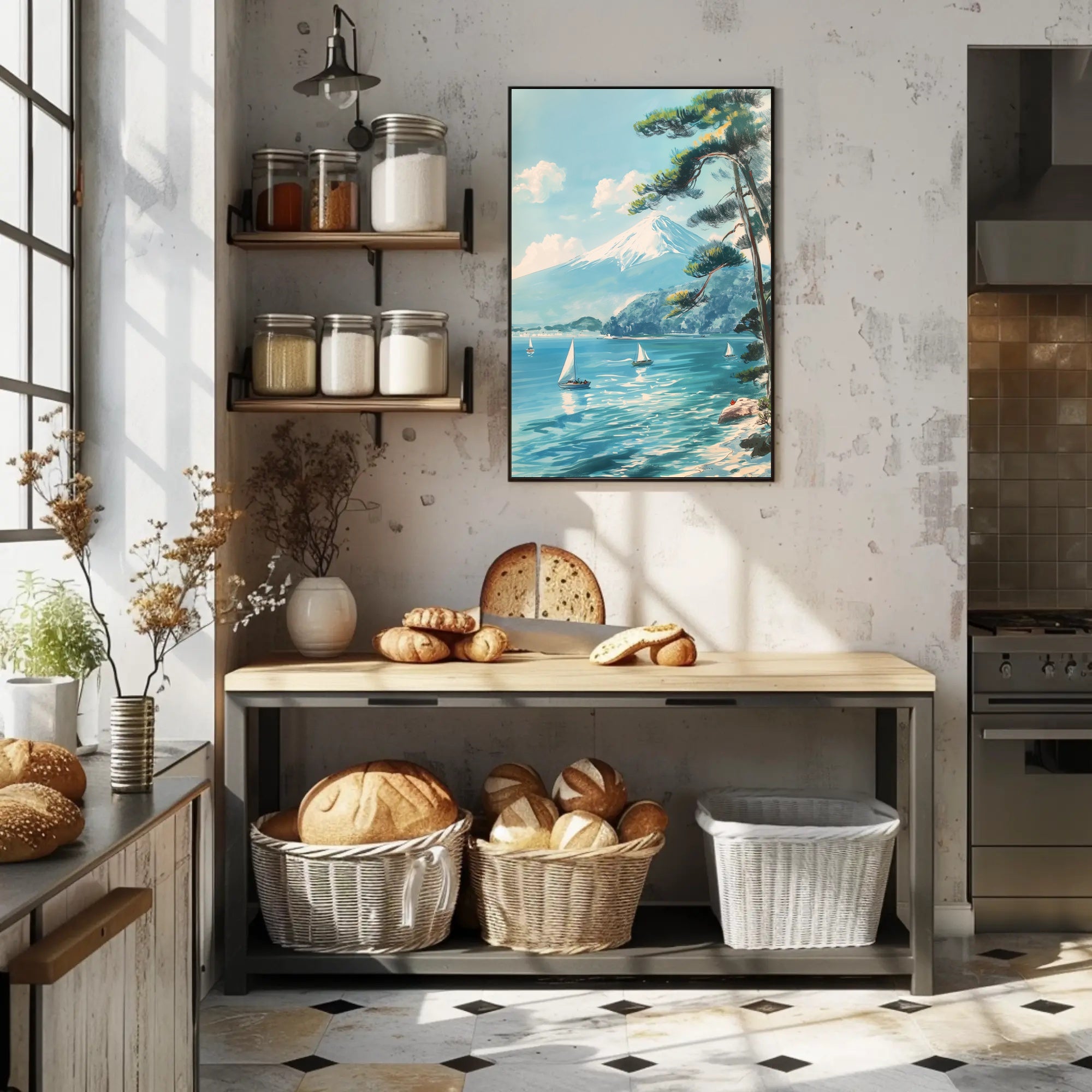 Scenic Tranquil Lake and Mountain Travel Poster PosterGoat