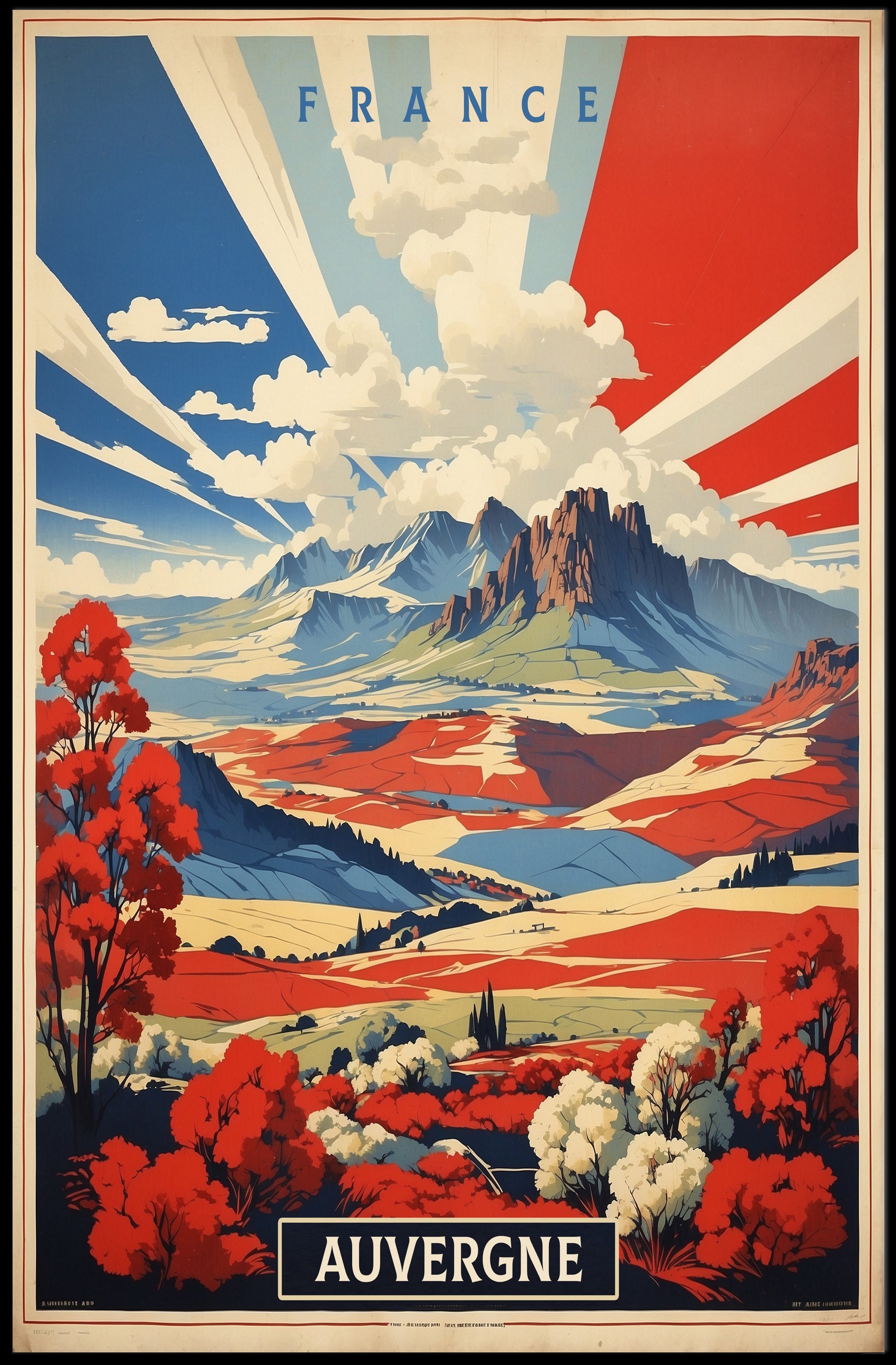 Scenic View of Auvergne: Vibrant Vintage Travel Poster PosterGoat
