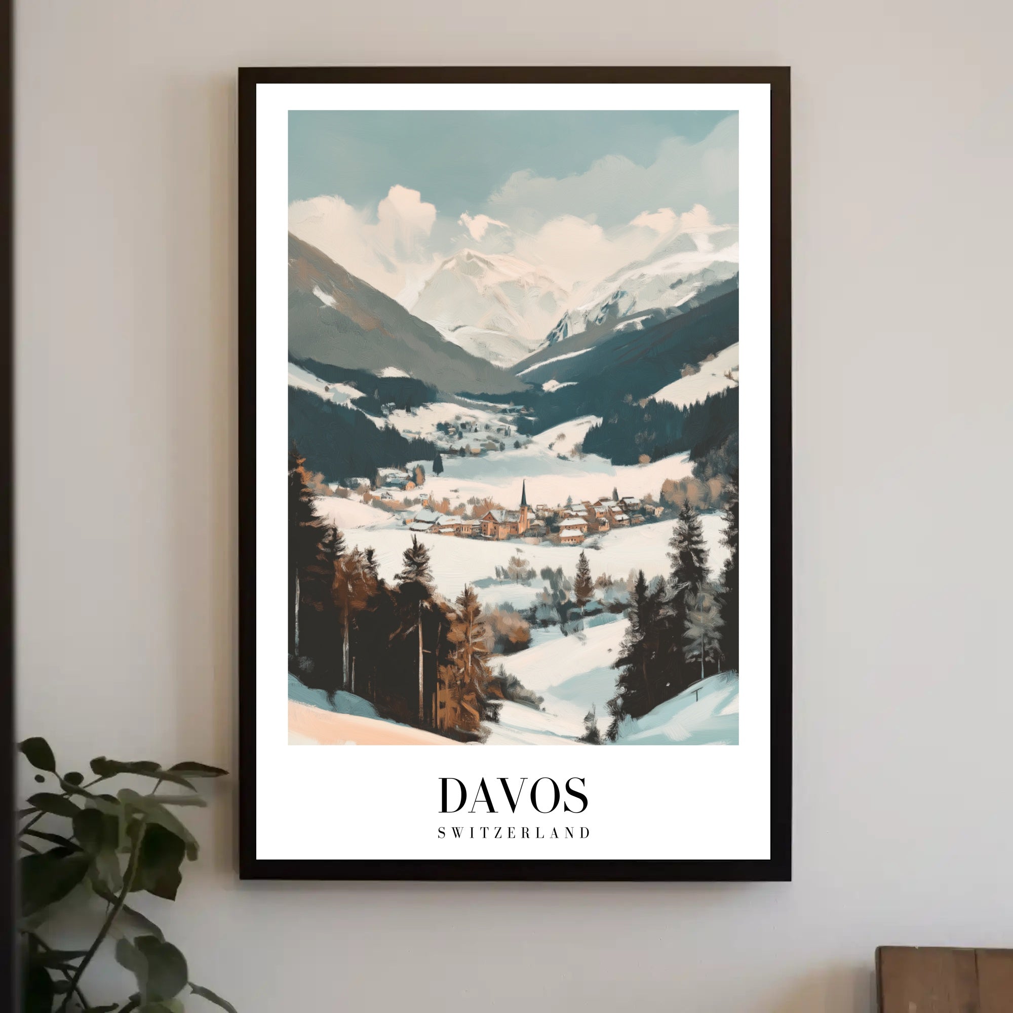 Scenic Winter Landscape of Davos Travel Poster PosterGoat