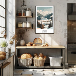 Scenic Winter Landscape of Davos Travel Poster PosterGoat