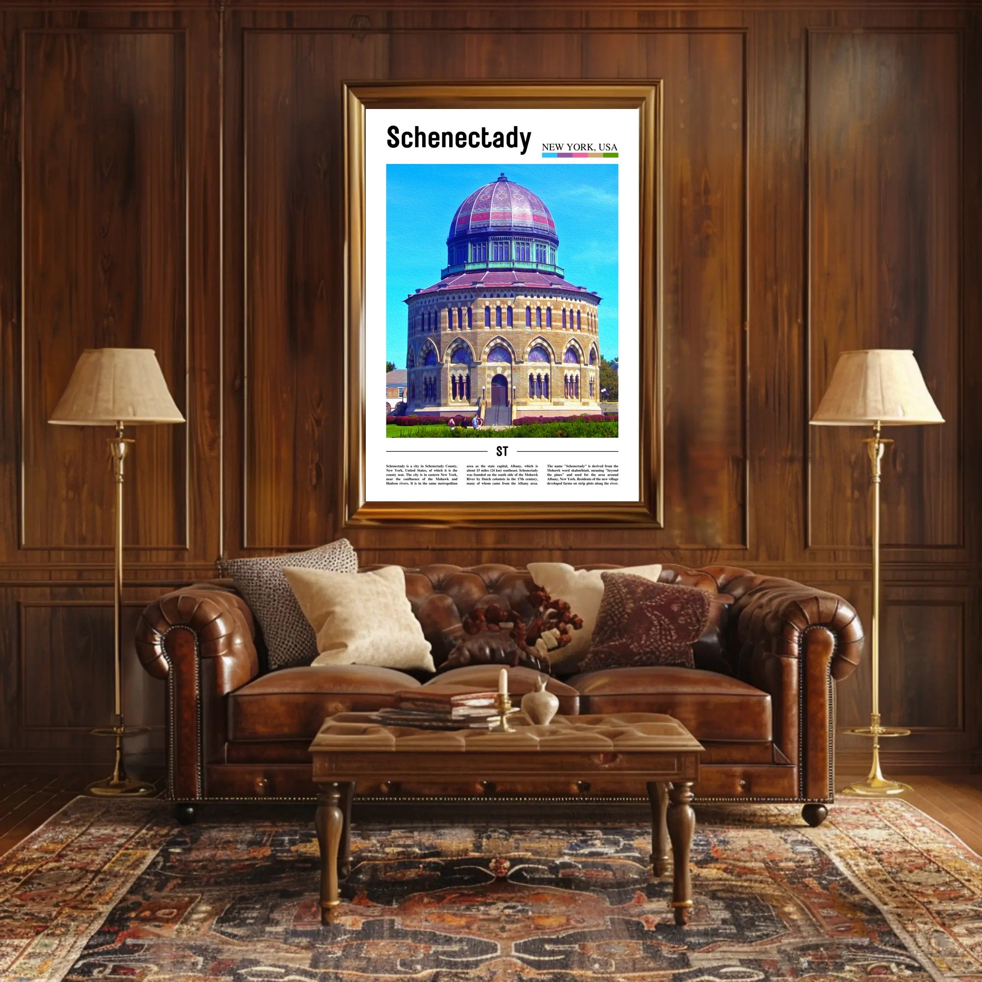 Schenectady Cityscape Architectural Heritage Travel Poster PosterGoat