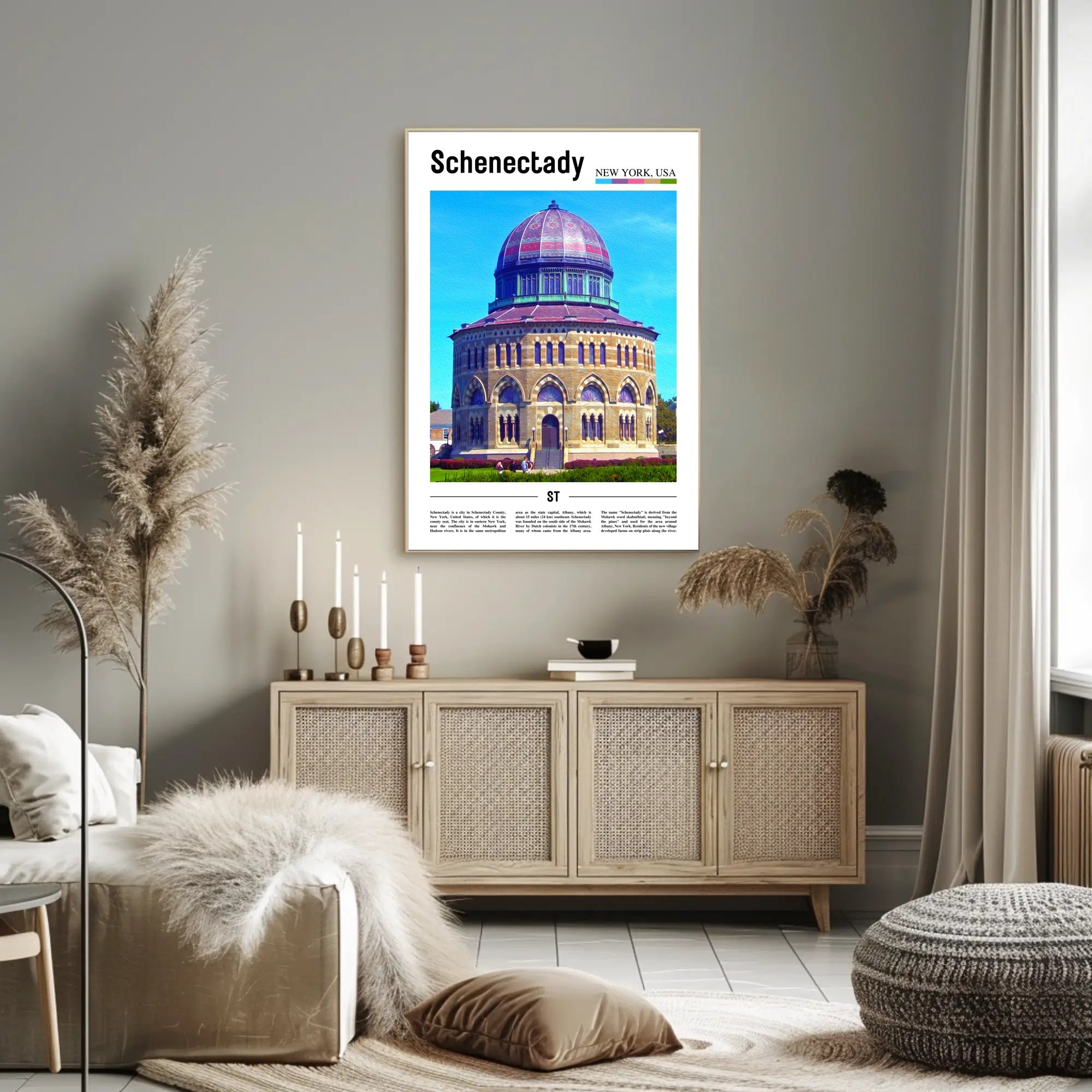 Schenectady Cityscape Architectural Heritage Travel Poster PosterGoat