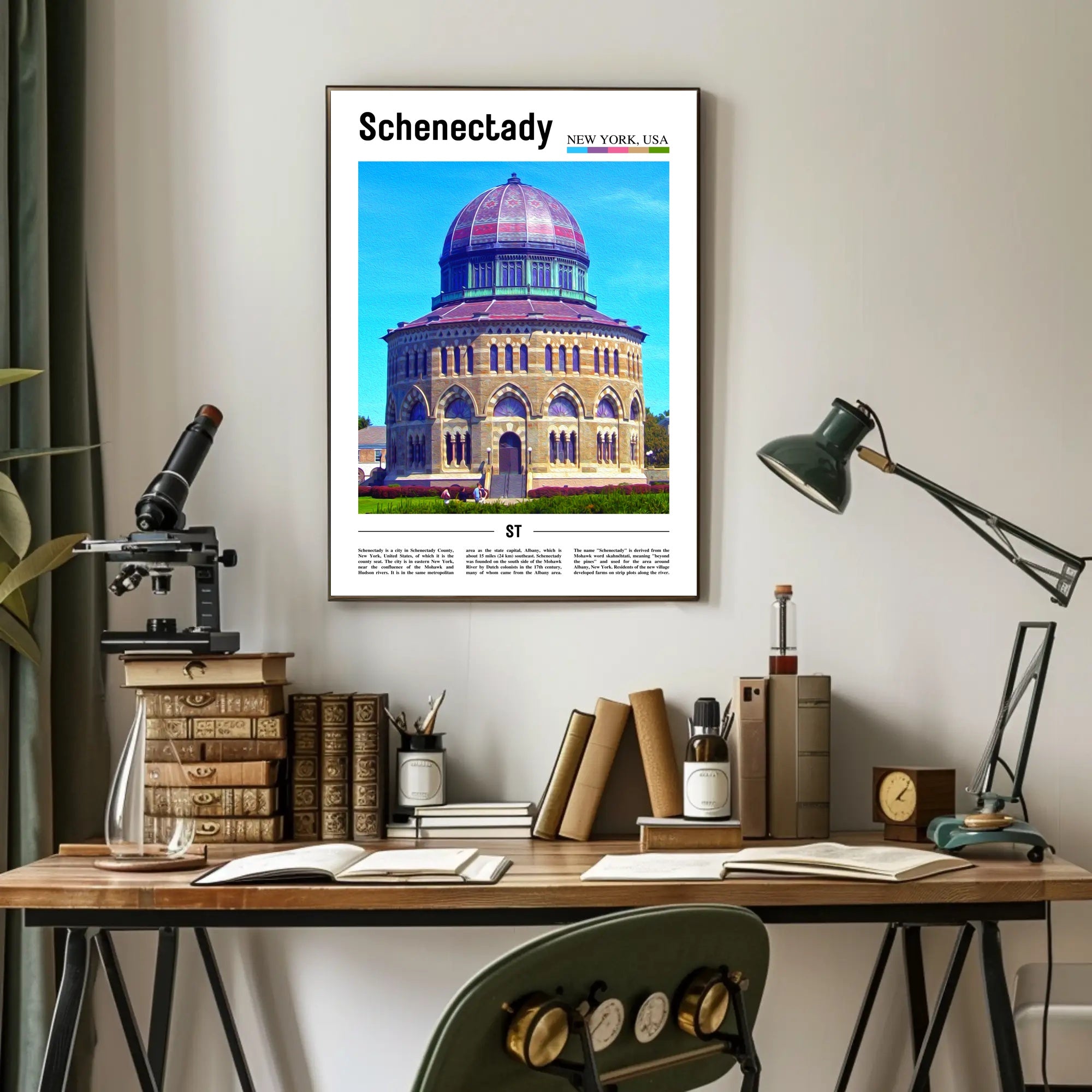 Schenectady Cityscape Architectural Heritage Travel Poster PosterGoat