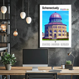 Schenectady Cityscape Architectural Heritage Travel Poster PosterGoat