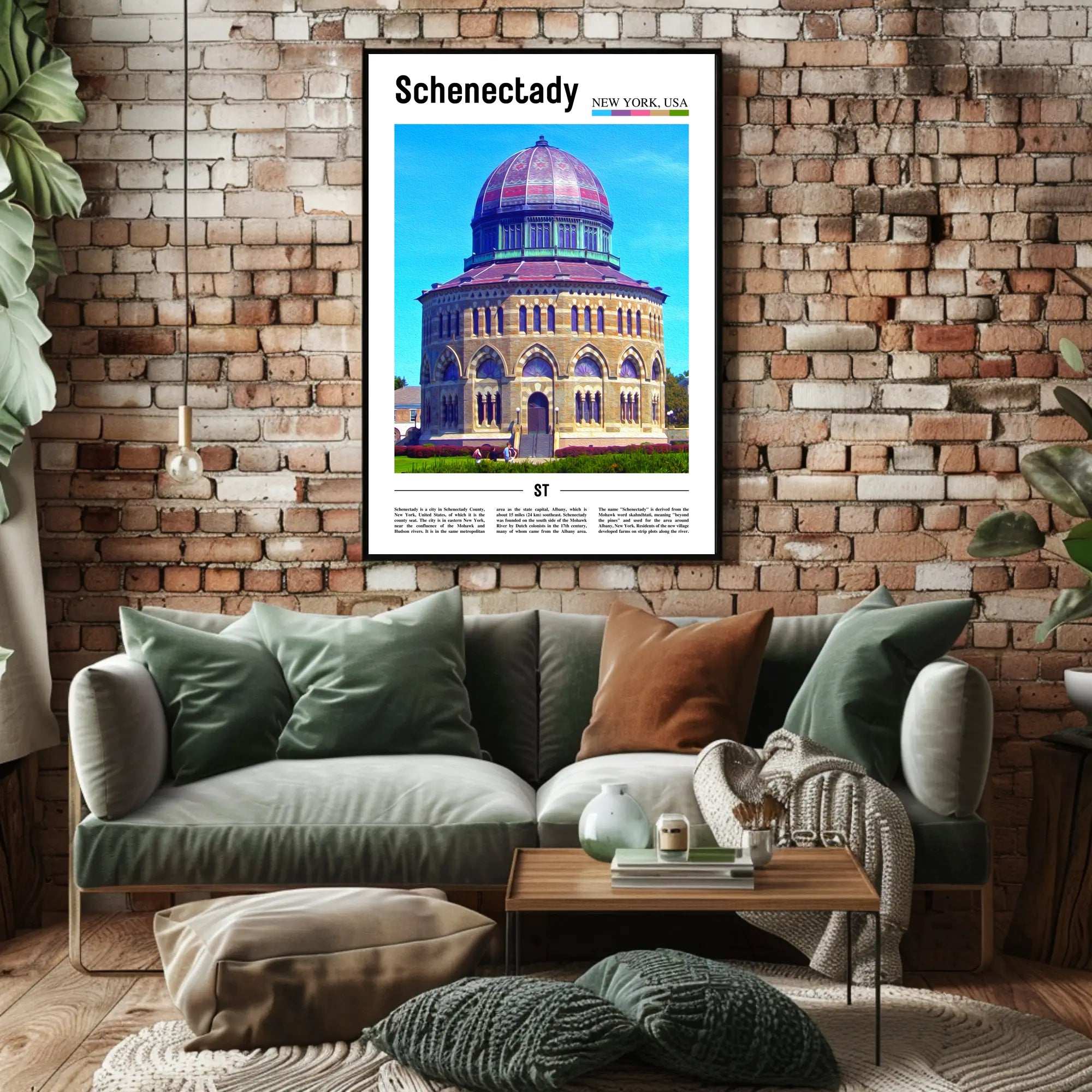 Schenectady Cityscape Architectural Heritage Travel Poster PosterGoat